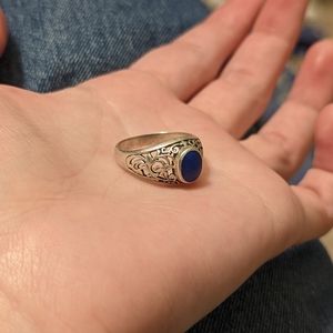 SOLD GORGEOUS Vintage Sterling Silver Lapis Ring Size 7.75